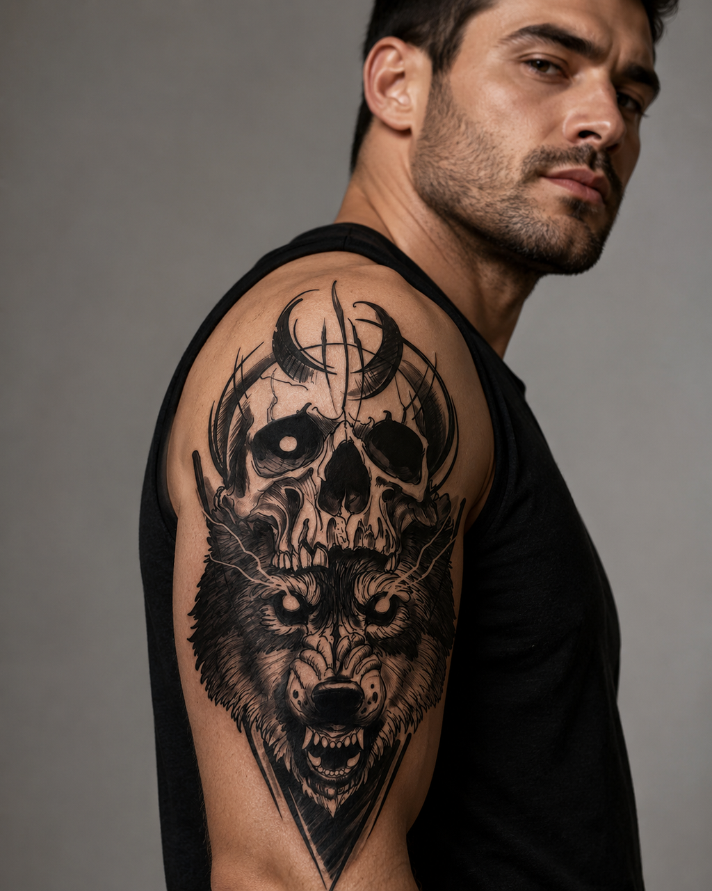 Devil Wolf Temporary Tattoo