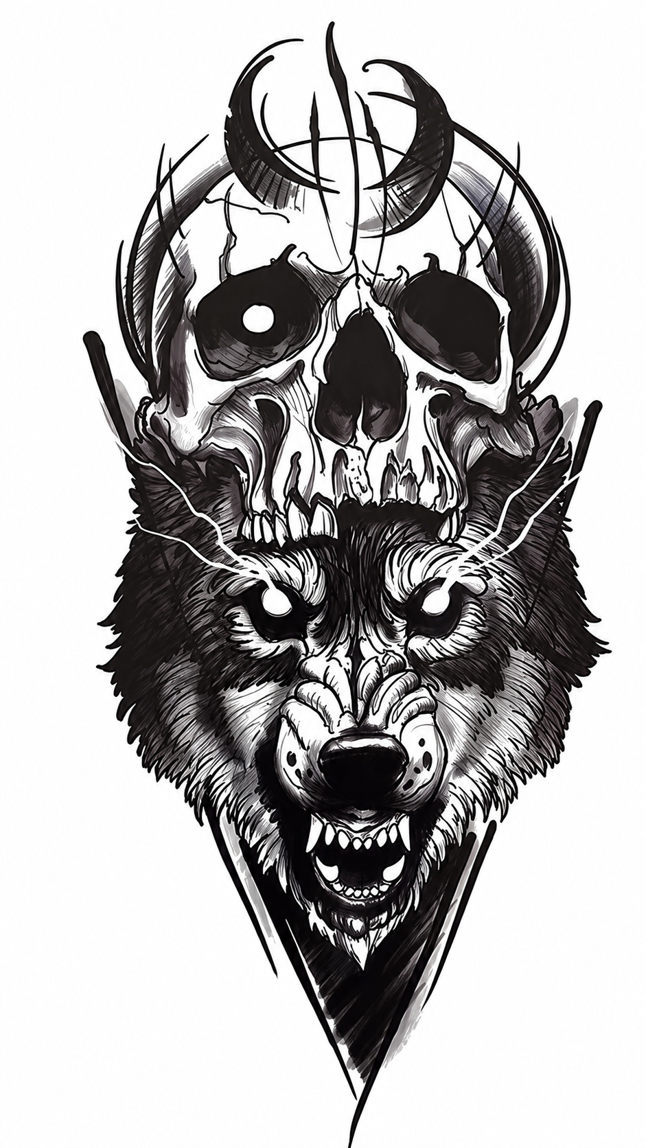 Devil Wolf Temporary Tattoo