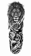 Lion & Owl Temporal Tattoo