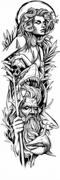 Medusa & Poseidon Temporal Tattoo