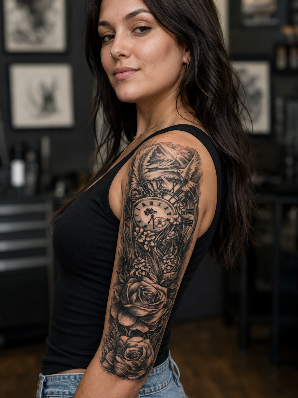 Rose Version 2 Temporal Tattoo