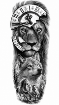 Lion Wolf Horses Temporal Tattoo