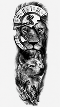 Wolfs and Lion Temporal Tattoo